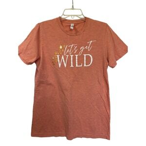 Lets Get Wild Orange Leopard Accent Graphic T-Shirt Womens Medium
